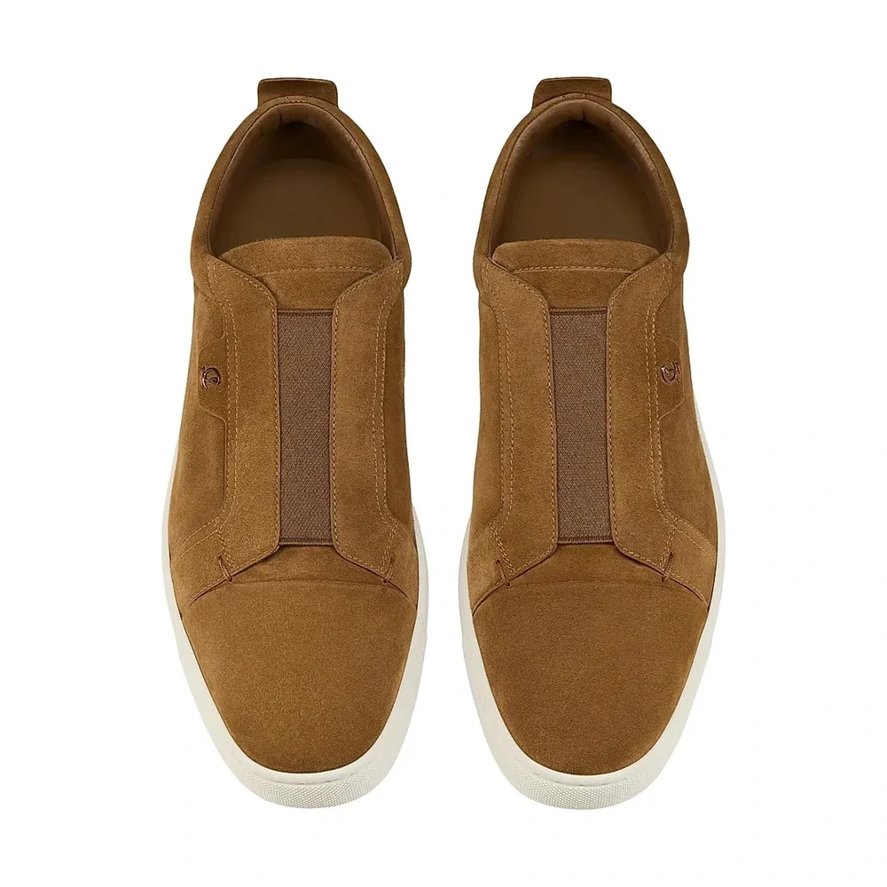 Christian Louboutin Mens St Louis Flat Rhea Brown Suede Low Top Sneakers 47 14